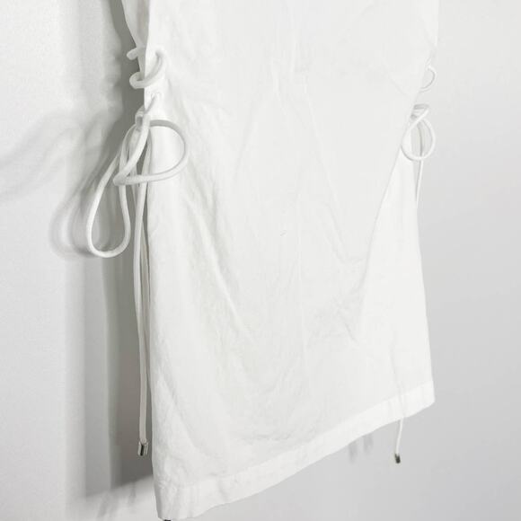Theory Womens M White Sleeveless Tied Popover Cahliway Shirting Blouse Cotton - Picture 6 of 14